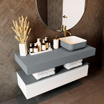 Mondiaz TOP 51 Plan vasque suspendu - 120x51x12cm - adapté pour vasque à poser - Solid surface - Plata SW1022424