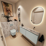 MONDIAZ TURE-DLUX Meuble toilette - 120cm - Greey - EDEN - vasque Glace - position droite - sans trou de robinet SW1103309