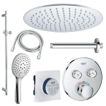 GROHE Grohtherm Regendoucheset opbouw - hoofddouche 25cm - handdouche rond - plafondarm - glijstang 90 cm - chroom SW804537