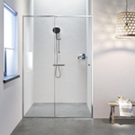 Sealskin Contour porte coulissante pour niche 140 cm, 200 cm de haut, inox, verre de sécurité clair 6 mm SW296195