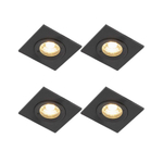 QAZQA Xena spot encastré - ensemble de 4 - 8x8cm - IP44 - carré - noir mat SW1210195