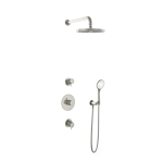 Hotbath get together ibs2r kit de douche thermostatique comprenant un inverseur à 2 voies, une douchette à main à 3 vitesses et une pomme de douche ronde de 25cm nickel brossé SW299593