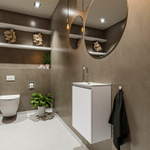 MONDIAZ TURE Kit lave-mains - 40x23x50cm - 1 trou de robinet - 1 porte - talc mat - Lavabo à droite - Solid Surface Blanc SW474862