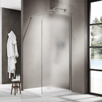 Fortifura Galeria Paroi de douche à l'italienne - 100x200cm - paroi en verre arrondie - droite - verre mat - bras de fixation mural - inox brossé PVD SW1426457