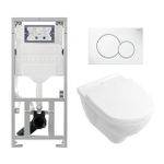 Villeroy & Boch O.novo Ensemble encastré avec cuvette suspendue à fond profond blanche abattant softclose plaque de recouvrement blanche SW46972