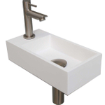 INK Versus Set lave-mains 36x18x9cm 1 trou de robinet gauche Blanc mat avec robinet, siphon et bonde Nickel brossé SW439504