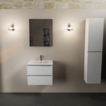 Mondiaz AIVY Ensemble de meuble - 60x45x50cm - 1 trou de robinet - 1 vasque Talc céramique - Centre - 2 tiroirs - sans miroir - MDF Talc SW892270