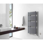 HR Badmeubelen Base Elektrische Designradiator - 56.5x6.6x121cm - aansluiting rechtsonder - 300 Watt - graphit glossy SW295853