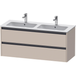 Duravit Ketho.2 Wastafelonderbouwkast - met 2 laden - voor dubbele wastafel - 128x48x55cm - met grepen antraciet - taupe supermat SW772429