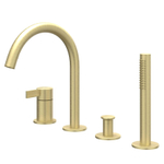 IVY Pact Combinaison pour bord de baignoire - 4 voies - mitigeur - bec orientable - douchette extractible - or brossé mat PVD SW1031163