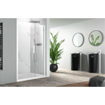 Nemo Pina XL draaideur - 110x200cm - met vast paneel - 6mm Helder - veiligheidsglas - Design - profielen: alu wit mat gelakt SW636750