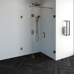 BRAUER Create Cabine de douche carrée en 3 parties 100x100cm sans profilé avec verre de sécurité 8mm anticalcaire cuivre SW486596