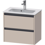 Duravit Ketho.2 Wastafelonderbouwkast - met 2 laden - 61x39x54.9cm - met grepen antraciet - taupe supermat SW773126