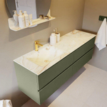 MONDIAZ VICA-DLUX Ensemble meuble de salle de bains - 150cm - meuble sous-vasque army - 4 tiroirs - lavabo encastré cloud gauche - 1 trou de robinet - version haute 60cm - frape SW1088758