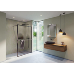 Douche à l'italienne Riho Lucid 120x200cm avec porte-serviettes cadre noir SW415770