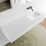 Mondiaz Lagom Meuble avec 1 tiroir 150x30x45cm vasque Cloud droite sans trous de robinet Solid Surface Talc SW408943