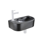 QeramiQ Fuente pack lave-mains – 40 x 21,5 x 12 cm – céramique noir mat – perçage à gauche – robinet blanc mat SW1232804