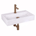 Fortifura Fuente pack lave-mains – rectangulaire – 38 x 24 x 8 cm – marbre blanc – robinet cuivre SW1111485