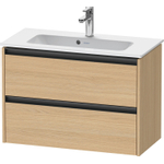 Duravit Ketho.2 Wastafelonderbouwkast - met 2 laden - 81x39x54.9cm - met grepen antraciet - natuur eiken mat SW772260