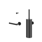 IVY Accessoireset - garniture de brosse - modèle mural - petit porte-serviettes - porte-rouleau de papier toilette - Chrome noir PVD SW1031608