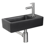 Differnz Hator kit lave-mains - 9x37.5x18.5cm - Rectangulaire - 1 trou de robinet - Noir SW705429