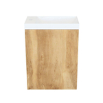 Arcqua Marble lave-mains – 40 x 22 x 54,5 cm – blanc brillant – sans robinet – cadre chêne naturel, sans trop-plein SW909588