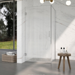 Fortifura Galeria Douchecabine - 100x100x200cm - scharnieren - deurgreep - stabilisatiestang - helder geribbeld - veiligheidsglas - Geborsteld RVS PVD (Rvs) SW1222345