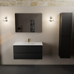 Mondiaz AIVY Ensemble de meuble - 100x45x50cm - 1 trou de robinet - 1 vasque Talc céramique - Centre - 2 tiroirs - avec miroir - MDF Urban SW892436