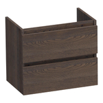 BRAUER Joy meuble sous-lavabo peu profond - 60x39x50cm - 2 tiroirs softclose - sans poignées - 1 découpe pour siphon - chêne massif - lamelles chêne noir SW393145