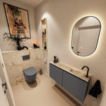 MONDIAZ TURE-DLUX Meuble toilette - 100cm - Dark Grey - EDEN - vasque Frappe - position droite - 1 trou de robinet SW1102770