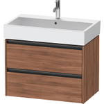 Duravit ketho meuble à 2 vasques avec 2 tiroirs 78.4x46x54.9cm avec poignées noyer anthracite mate SW772060