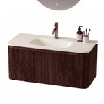 Royal Plaza Terra Edge Ensemble meuble de salle de bains - 100x44.7x46cm - vasque en solid surface blanc mat - 1 vasque - 1 trou de robinet - 2 tiroirs - châtaignier (noyer) SW1471913