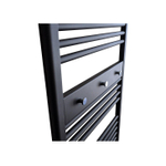 Sanicare Panneau porte-serviettes - 51.7x9.2x2.7cm - pour radiateur - 3 boutons porte-serviettes chromés - noir mat SW891060
