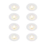 QAZQA Ulo Inbouwspot - set van 8 - 8.2x8.2cm - incl. LED - 3 staps dimbaar - IP65 - rond - mat wit SW1210164