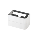 INK Concept R Wastafelonderkast - 80x45x52cm - 2 lades - opliggende grepen - gefreesd - afgeronde hoek rechts - MDF lak - mat wit SW1405641