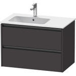 Duravit Ketho.2 Wastafelonderbouwkast - met 2 laden - voor waskom links - 81x48x54.9cm - met grepen antraciet - grafiet supermat SW772968