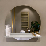 Mondiaz SPOT miroir – Ø 60 cm – avec tablette – Linen (blanc cassé) SW1235553