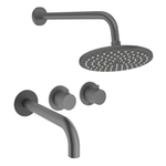 Crosswater MODULE Regendoucheset inbouw - 2 hendels - baduitloop - 20cm douchekop - wandarm - slate gunmetal (antraciet) SW1472402