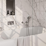 BRAUER Brushed Edition robinet de baignoire encastré thermostatique - boutons poussoirs SET 04 - bec - douchette 3 jets - flexible de douche - coude d'alimentation mural - acier inoxydable brossé PVD SW925475