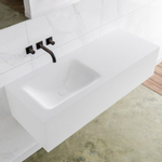 Mondiaz Lagom Meuble avec 1 tiroir 120x30x45cm vasque Cloud gauche sans trous de robinet Solid Surface Talc SW408897