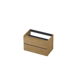 INK Wastafelonderkast - 80x45x52cm - 2 lades - greeploos - met houten keerlijst - MDF - Natur SW477222