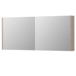 INK SPK1 Armoire de toilette avec miroir - 140x14x60cm - 2 portes - miroir double face - interrupteur et prise de courant - MFC Chêne ivoire SW798143