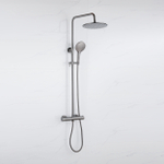Fortifura Calvi Regendoucheset - thermostatisch - 30cm hoofddouche - metalen slang - ronde handdouche - Geborsteld Gunmetal PVD SW1204434