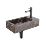 Saniclass Fuente Ensemble fontaine - 40x22x10cm - trou de robinet à droite - robinet de fontaine gunmetal brossé PVD - bouchon de vidange - siphon abaissé - Dark Emporador SW1445949