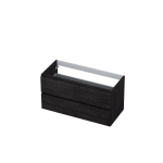 INK Wastafelonderkast - 100x45x52cm - 2 lades - greeploos - met houten keerlijst - MFC - Houtskool eiken SW207413