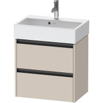 Duravit Ketho.2 Wastafelonderbouwkast - met 2 laden - 58.4x39x54.9cm - met grepen antraciettaupe - mat taupe SW772838