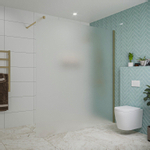 Fortifura Galeria inloopdouche - 180x200cm - mat - glas - wandarm - PVD - geborsteld messing (goud) SW876838