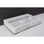 Forzalaqua Palermo lavabo 100.5x51.5x9cm Rectangulaire 2 trous de robinet Pierre naturelle Carrara poli & taillé SW230703