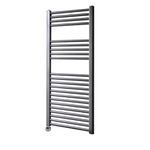 Sanicare Elektrische Radiator - 111.8x45cm - 596W - design - thermostaat - chroom - linksonder - gunmetal (antraciet) SW1000640