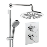 Crosswater MPRO Ensemble de douche de tête encastré - 2 poignées - pomme de douche 30 cm - douchette à main - barre de douche - bras mural - chromé SW1472539